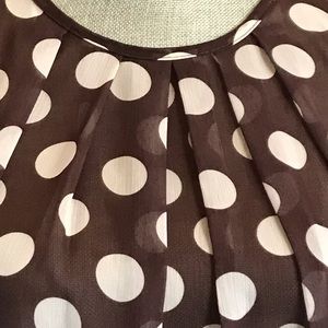 Brown Polka Dot Sleeveless Blouse